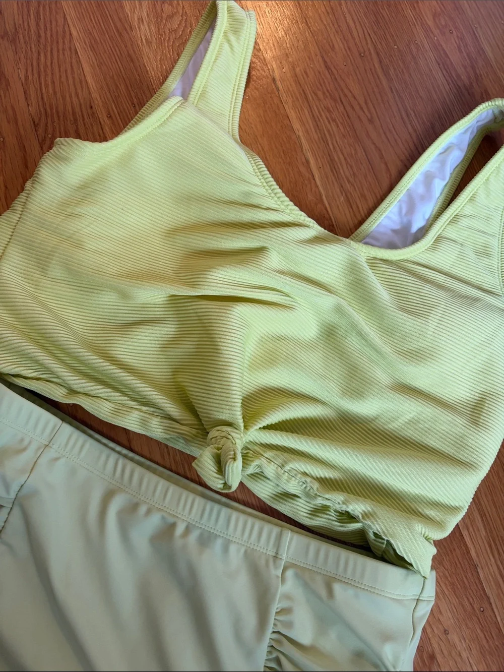 Coral Reef High-Waist Two-Piece Swim Set in Light Lime - Picture 2 of 5